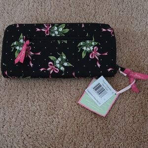 Vera Bradley Black Travel Organizer with Pink and Green Floral Design